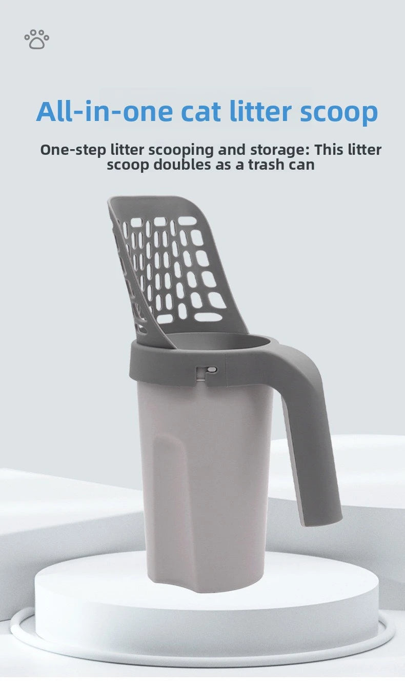 Portable All-in-One Cat Litter Scoop with Built-in Waste Bag System