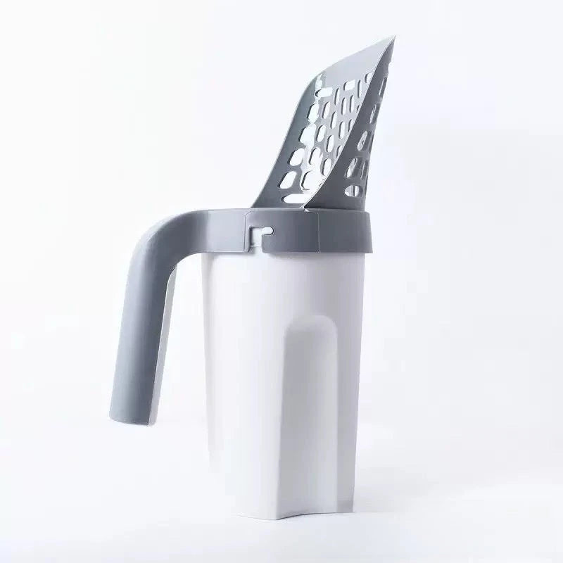 Portable All-in-One Cat Litter Scoop with Built-in Waste Bag System