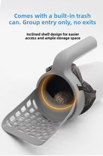 Portable All-in-One Cat Litter Scoop with Built-in Waste Bag System