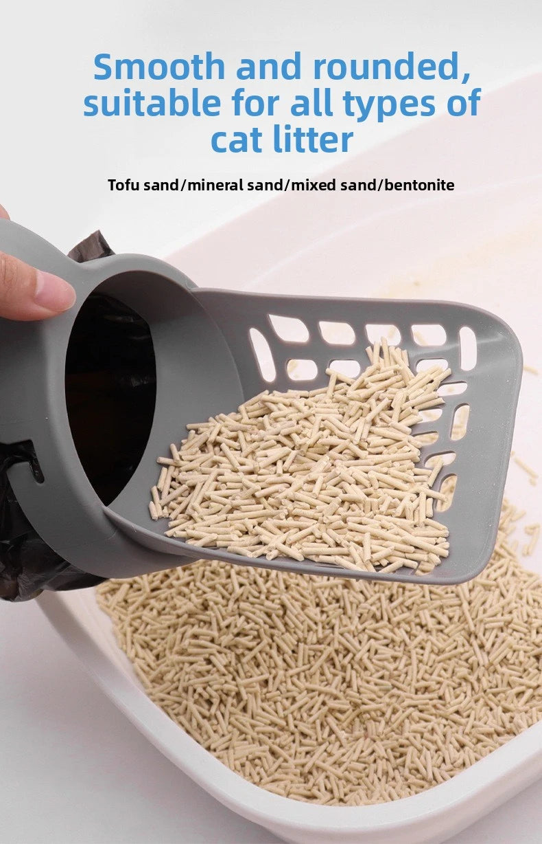 Portable All-in-One Cat Litter Scoop with Built-in Waste Bag System